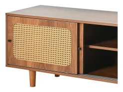 Conjunto de recibidor de ratán, cómoda y zapatero, MDF, nogal (147,5 x 50,2 x 12 cm)