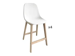 Conjunto de sillas de isla y bar de roble con asiento de plástico de 65cm ELIOS