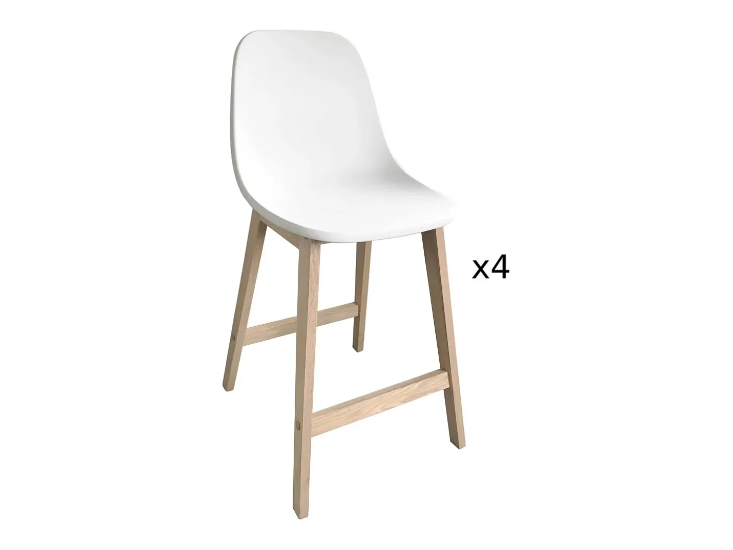 Conjunto de sillas de isla y bar de roble con asiento de plástico de 65cm ELIOS