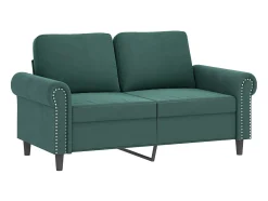 Conjunto de sofá de 2 piezas con cojines de terciopelo verde oscuro