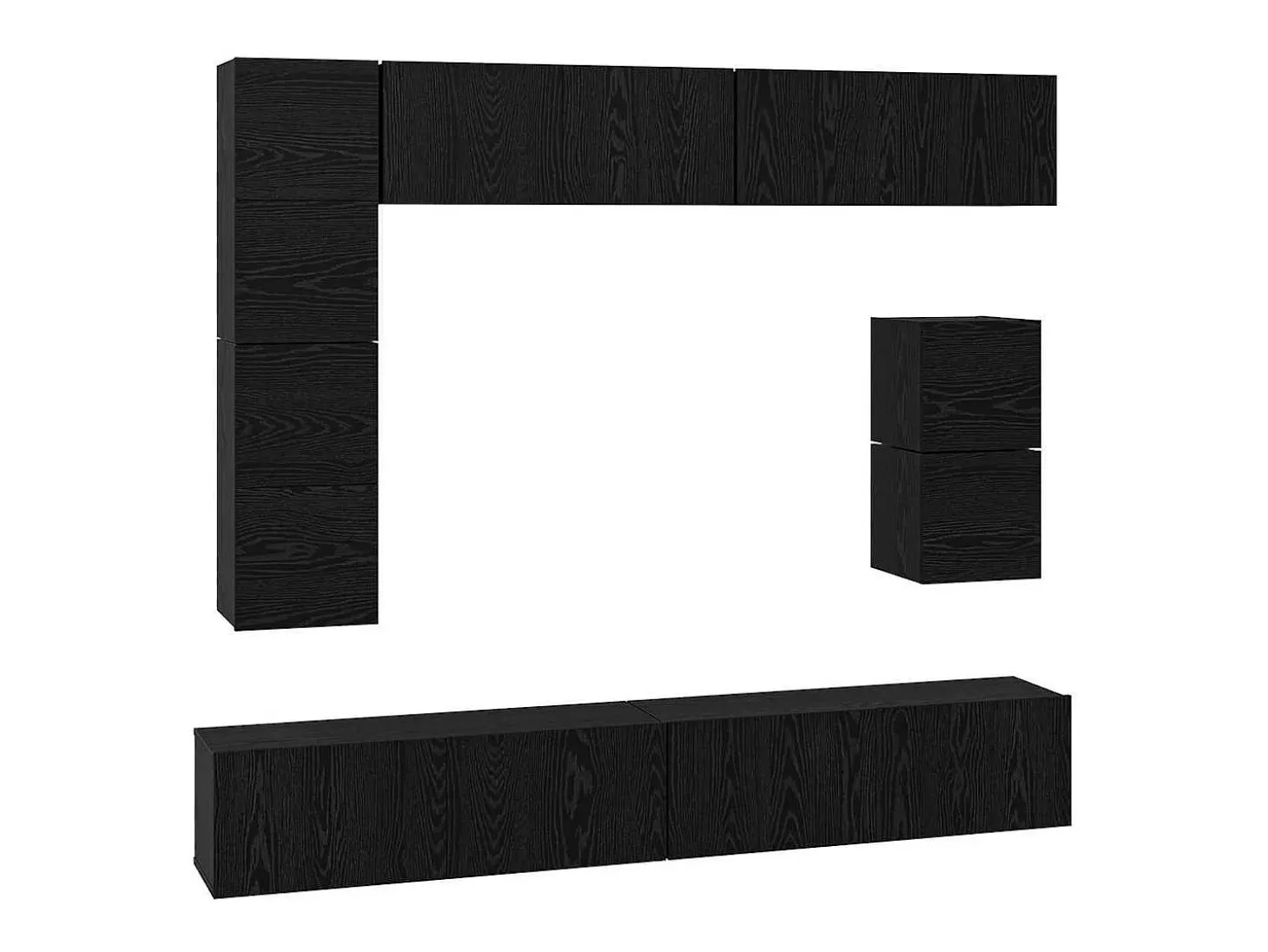 Conjunto de soporte para TV de 8 piezas de madera de ingeniería de roble negro