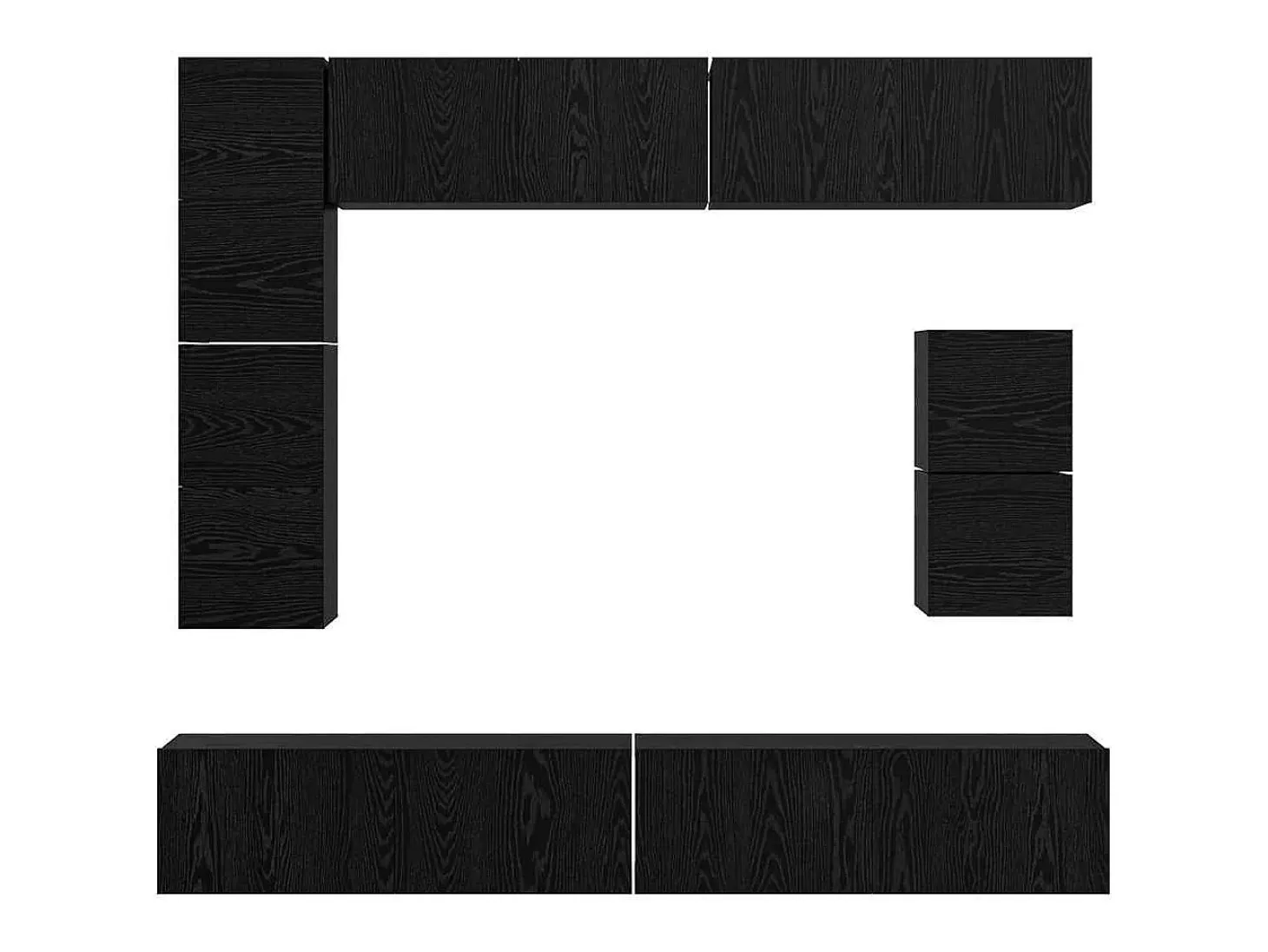 Conjunto de soporte para TV de 8 piezas de madera de ingeniería de roble negro