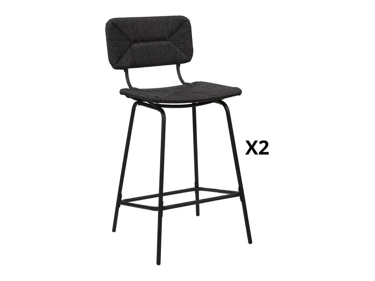 Conjunto de taburetes de bar de metal con asiento de ratán 65cm NEMA
