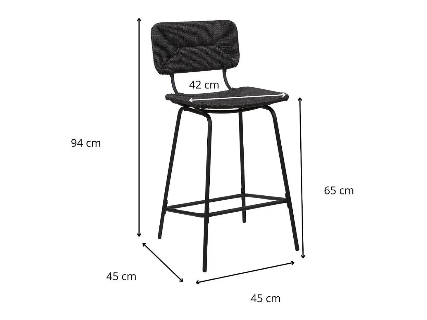 Conjunto de taburetes de bar de metal con asiento de ratán 65cm NEMA