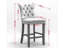 Conjunto de taburetes de bar con remaches decorativos y patas de madera, tapizado cromado con tachuelas, revestimiento de terciopelo, azul