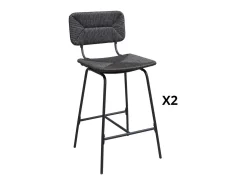 Conjunto de taburetes de bar e isla de metal con asiento de ratán 65cm TIDRA