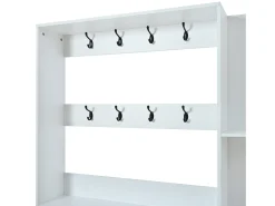 Conjunto de vestidor de entrada 120x24x200 cm - con mueble de zapatos - 8 ganchos - Blanco