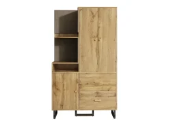 Conjunto de vestidor de entrada 110x38x186 cm - 3 puertas y 2 cajones - armario con barra - Panel acolchado - Natural