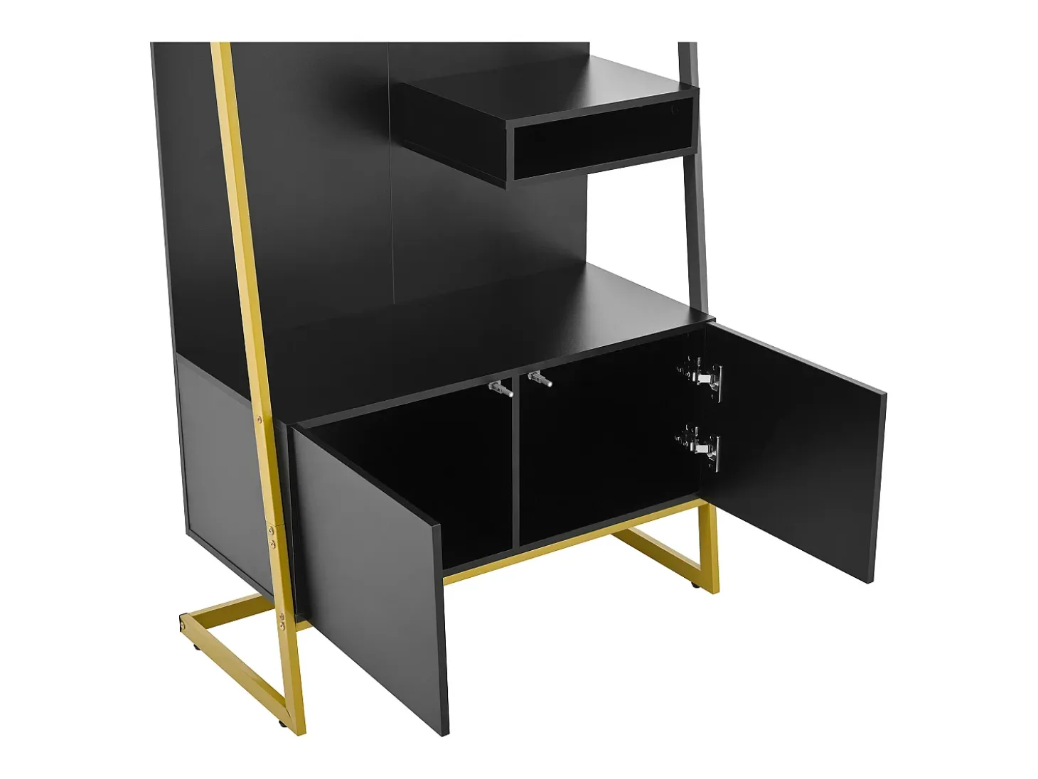 Conjunto de vestidor de entrada 78x38,5x180,5 cm - con espejo y ganchos - Mueble para zapatos - con estantes - Negro