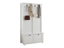 Conjunto de vestidor de entrada 100x50x180 cm - Mueble para zapatos - con ganchos - MDF - Blanco