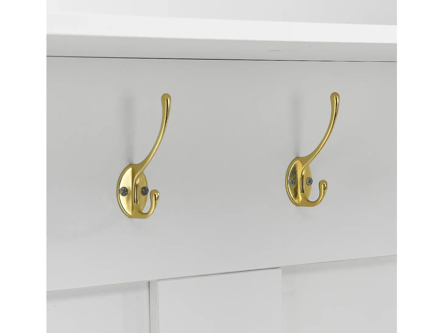 Conjunto de vestidor de entrada 75x35x195 cm - con mueble para zapatos y ganchos - con estantes - Blanco