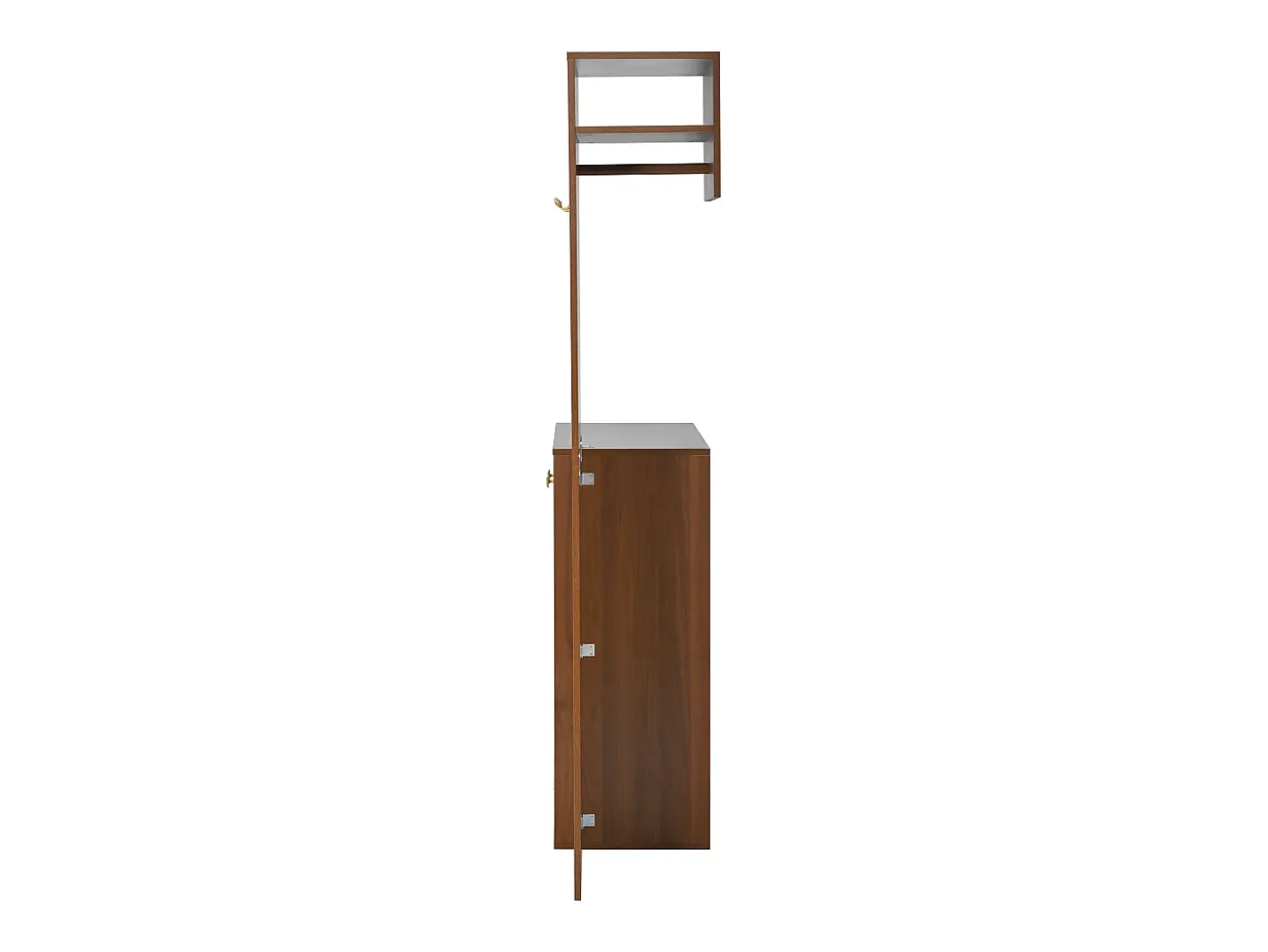 Conjunto de vestidor de entrada moderno - Zapatero + Perchero - Con barra y ganchos - MDF - Color nogal (Requiere taladro)