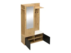 Conjunto de vestidor de entrada 100×38×191 cm - con perchero y zapatero - perchas y 1 espejo - natural + negro