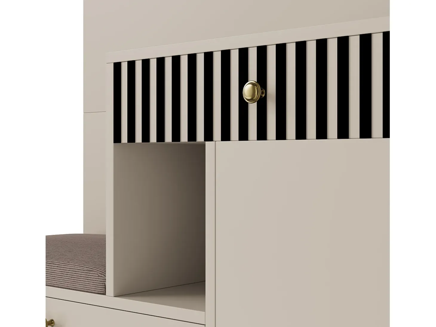 Conjunto de vestidor de entrada 110x37x185,5 cm - con espejo y ganchos - Mueble para zapatos y banco para calzado - Beige