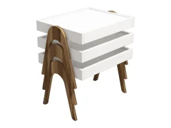 Conjunto mesa de centro Kailua 135, Nuez|Blanco, 41x54x40cm, Aglomerado laminado, Angular