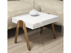 Conjunto mesa de centro Kailua 135, Nuez|Blanco, 41x54x40cm, Aglomerado laminado, Angular