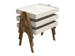 Conjunto mesa de centro Kailua 135, Crema|Nuez, 41x54x40cm, Aglomerado laminado, Angular