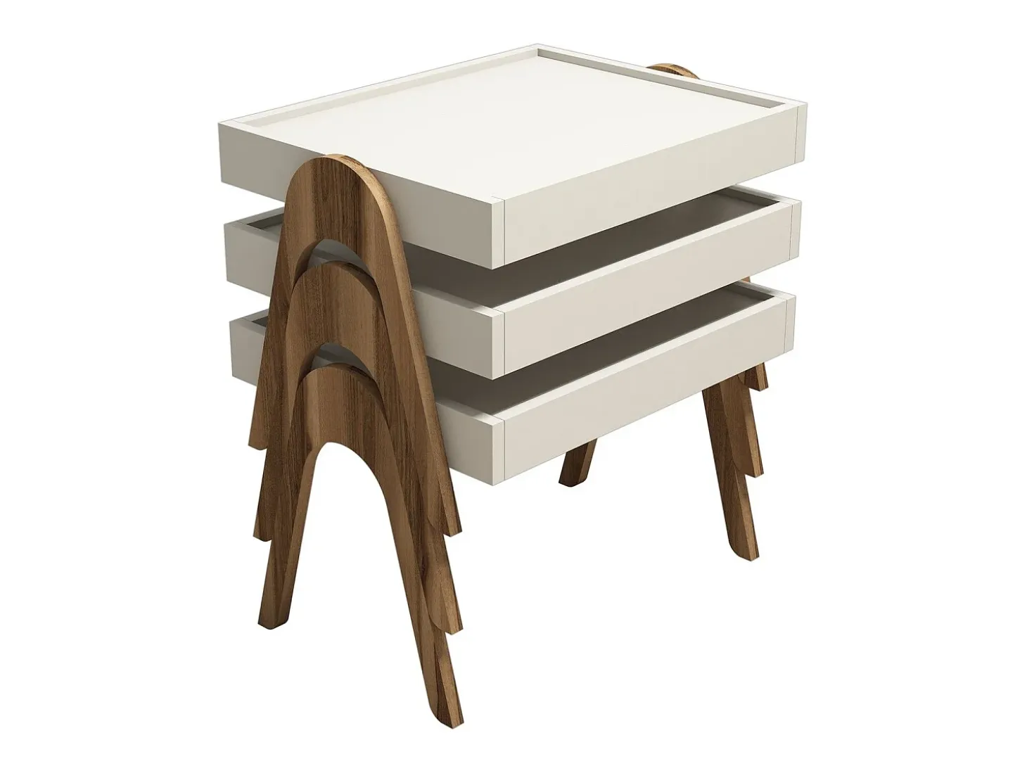 Conjunto mesa de centro Kailua 135, Crema|Nuez, 41x54x40cm, Aglomerado laminado, Angular