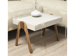 Conjunto mesa de centro Kailua 135, Crema|Nuez, 41x54x40cm, Aglomerado laminado, Angular