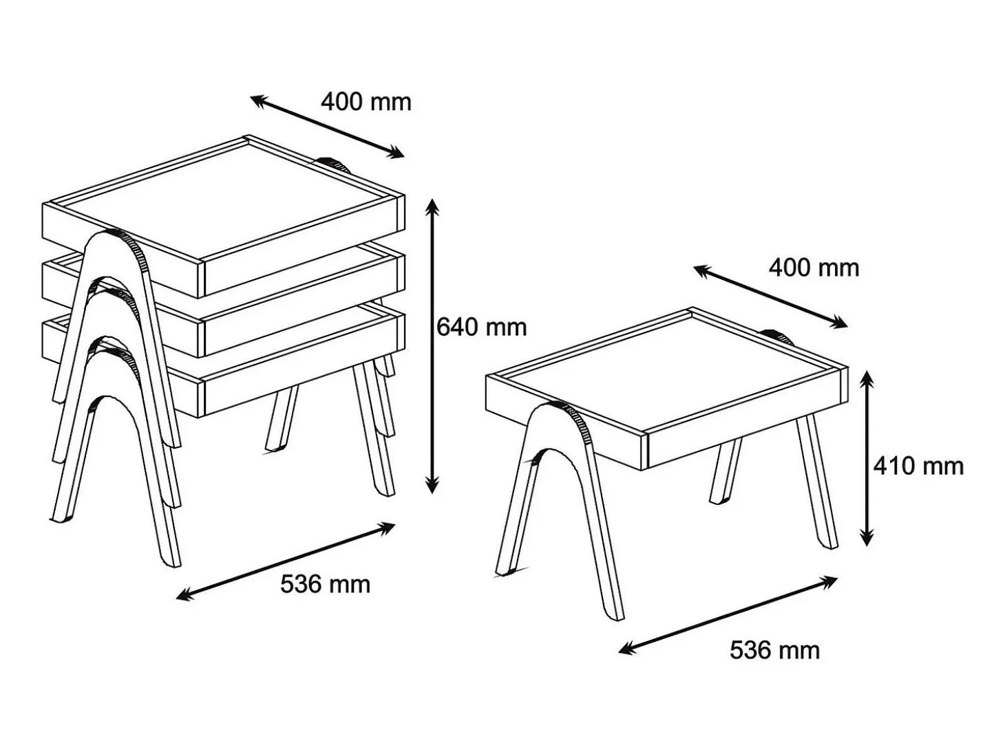 Conjunto mesa de centro Kailua 135, Crema|Nuez, 41x54x40cm, Aglomerado laminado, Angular