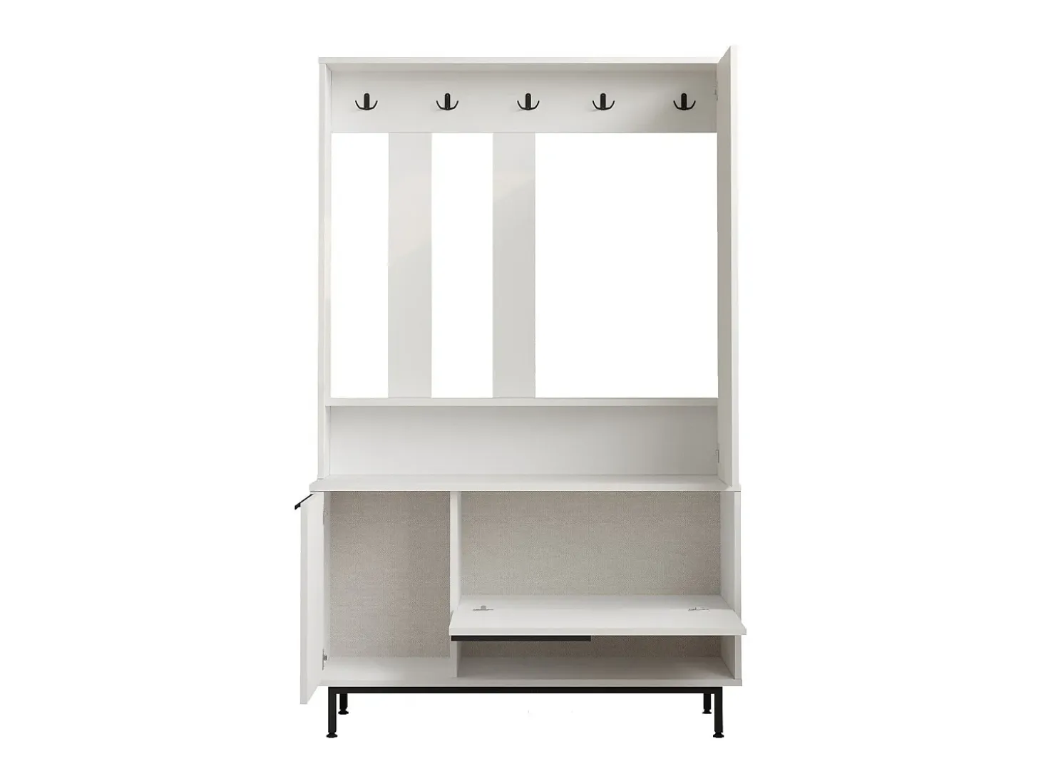 Conjunto pasillo Kailua AE110, 178x112x36cm, Espejo, Blanco, Aglomerado laminado