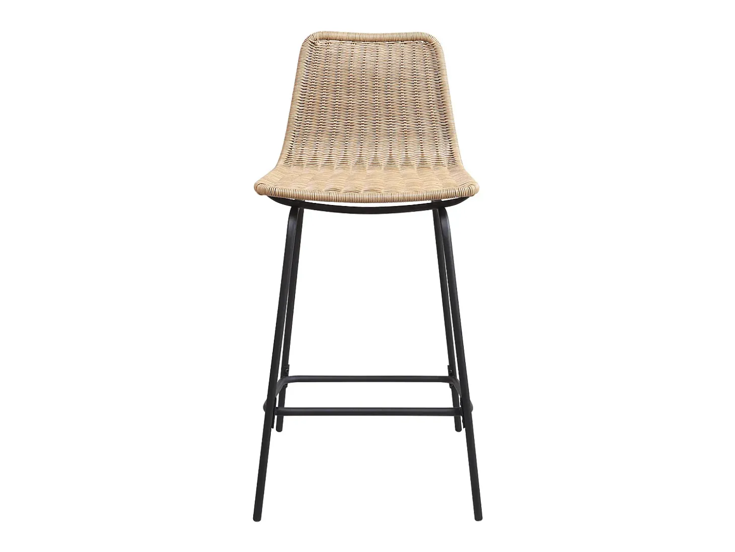 Conjunto taburetes de bar BALI de metal de 65 cm con asiento de ratán