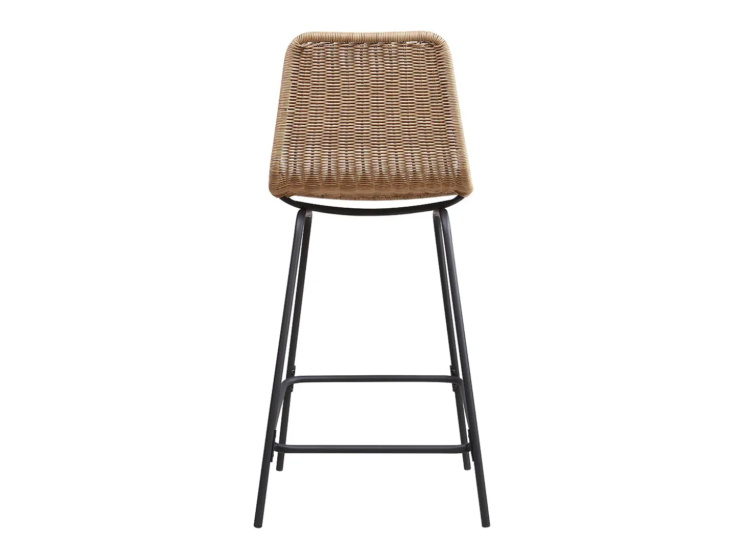 Conjunto taburetes de bar BALI de metal de 65 cm con asiento de ratán