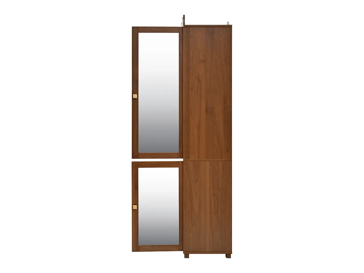 Conjunto vestidor de entrada - 115,5x38,5x194,5 cm - con espejo y tendedero abierto - 1 cajón y 2 puertas - MDF - Color nogal