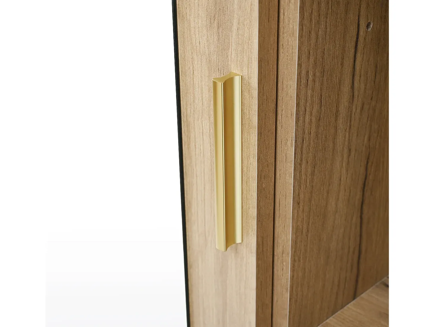 Conjunto vestidor de entrada 160x38x180cm - con 3 puertas y compartimentos de almacenamiento - con espejo y mueble para zapatos - con gancho - Natural