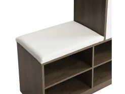 Conjunto zapatero + banco zapatero con cojín - 140 x 35 x 110 cm - Tablero de partículas - Blanco