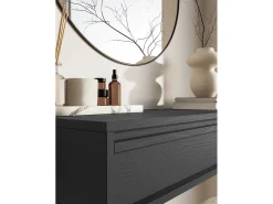 Consola - 90 cm - con cajón - suspendida - negro - EVO