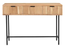 Consola 3 cajones de madera de acacia y metal negro - Natural claro - ALEVIA