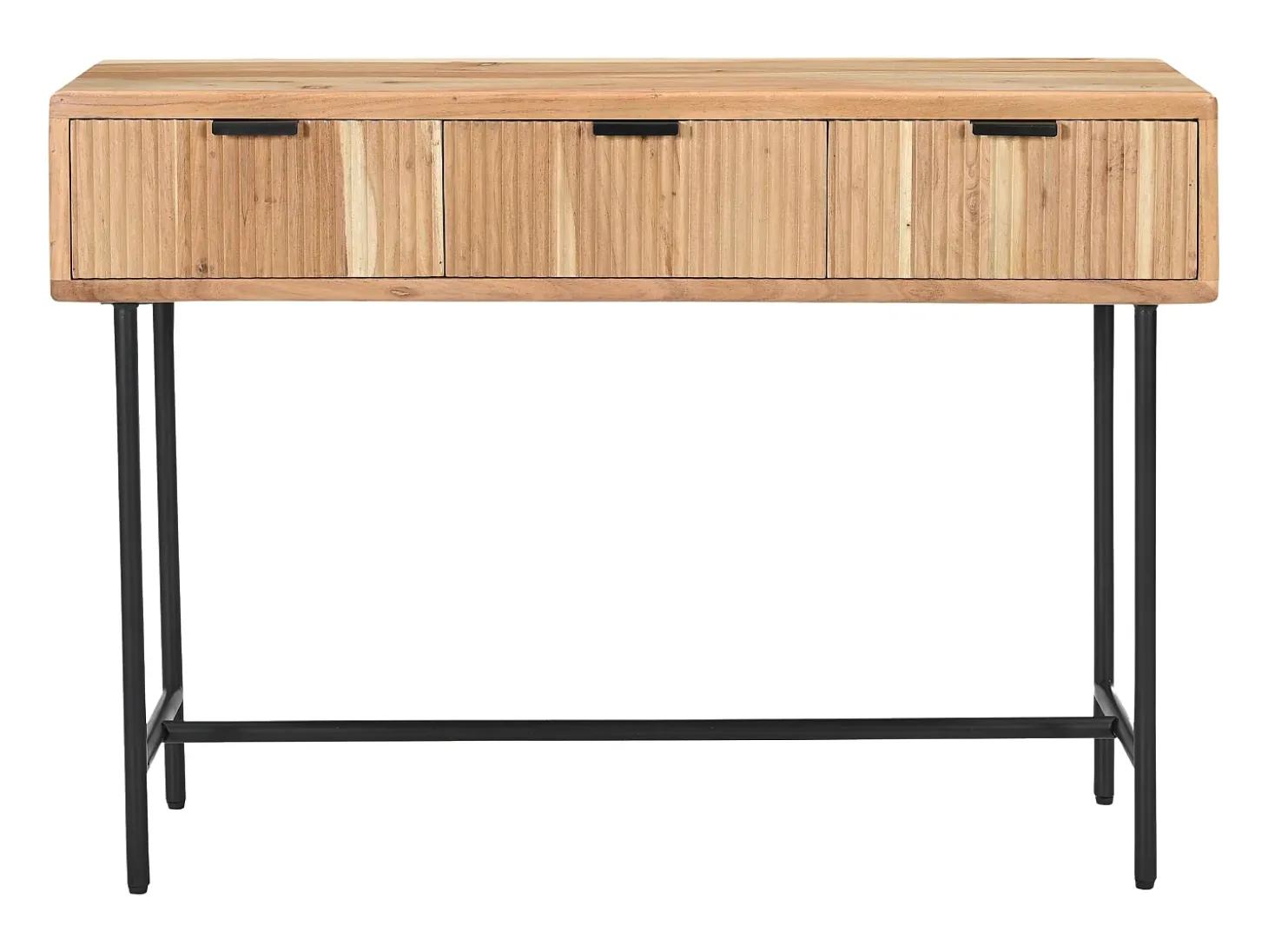 Consola 3 cajones de madera de acacia y metal negro - Natural claro - ALEVIA