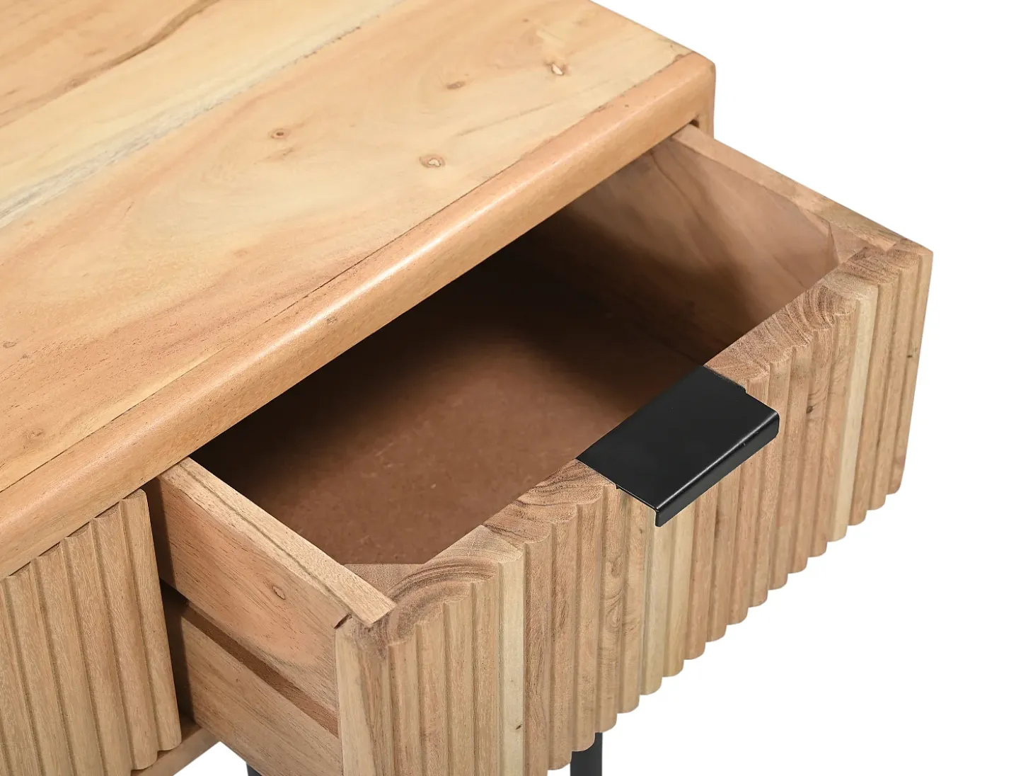 Consola 3 cajones de madera de acacia y metal negro - Natural claro - ALEVIA