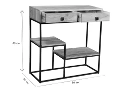 Consola 2 cajones en acacia y metal L80 cm GRENELLE