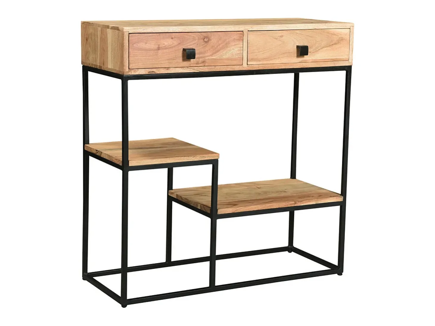 Consola 2 cajones en acacia y metal L80 cm GRENELLE