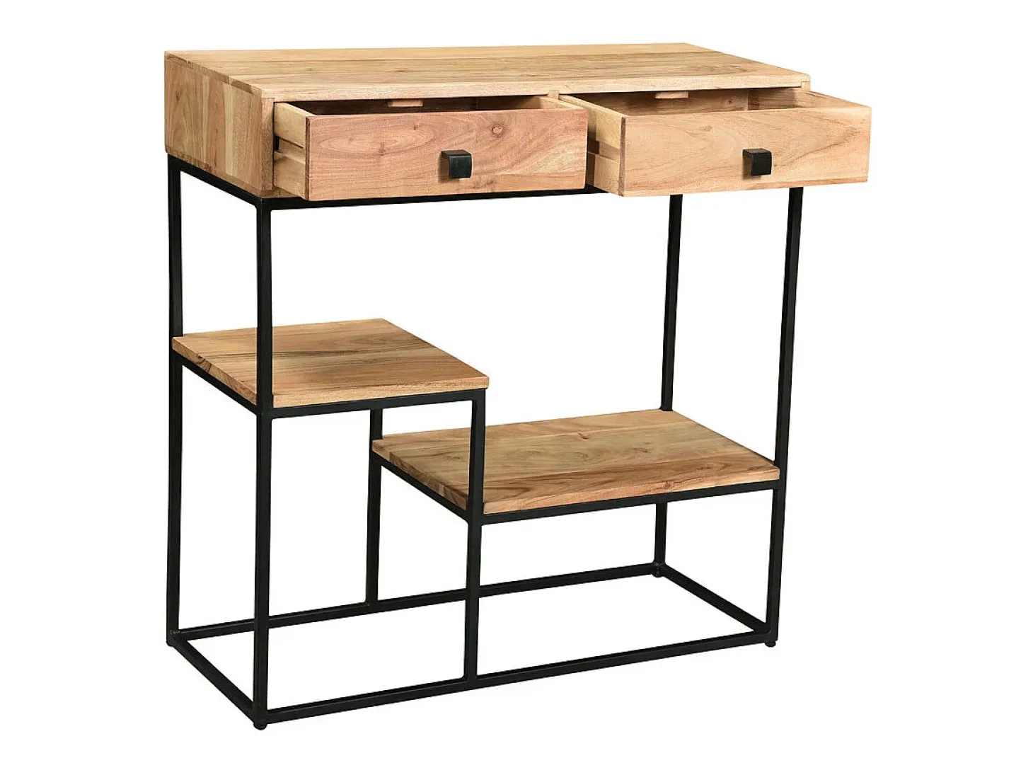 Consola 2 cajones en acacia y metal L80 cm GRENELLE