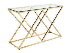 Consola Art Déco - Vidrio templado y acero - Acabado dorado. CHARLOTTE