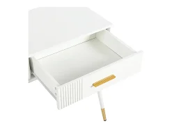 Consola con 2 cajones - Patas de metal - Blanco y dorado