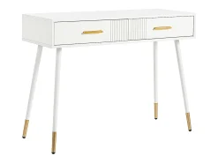 Consola con 2 cajones - Patas de metal - Blanco y dorado