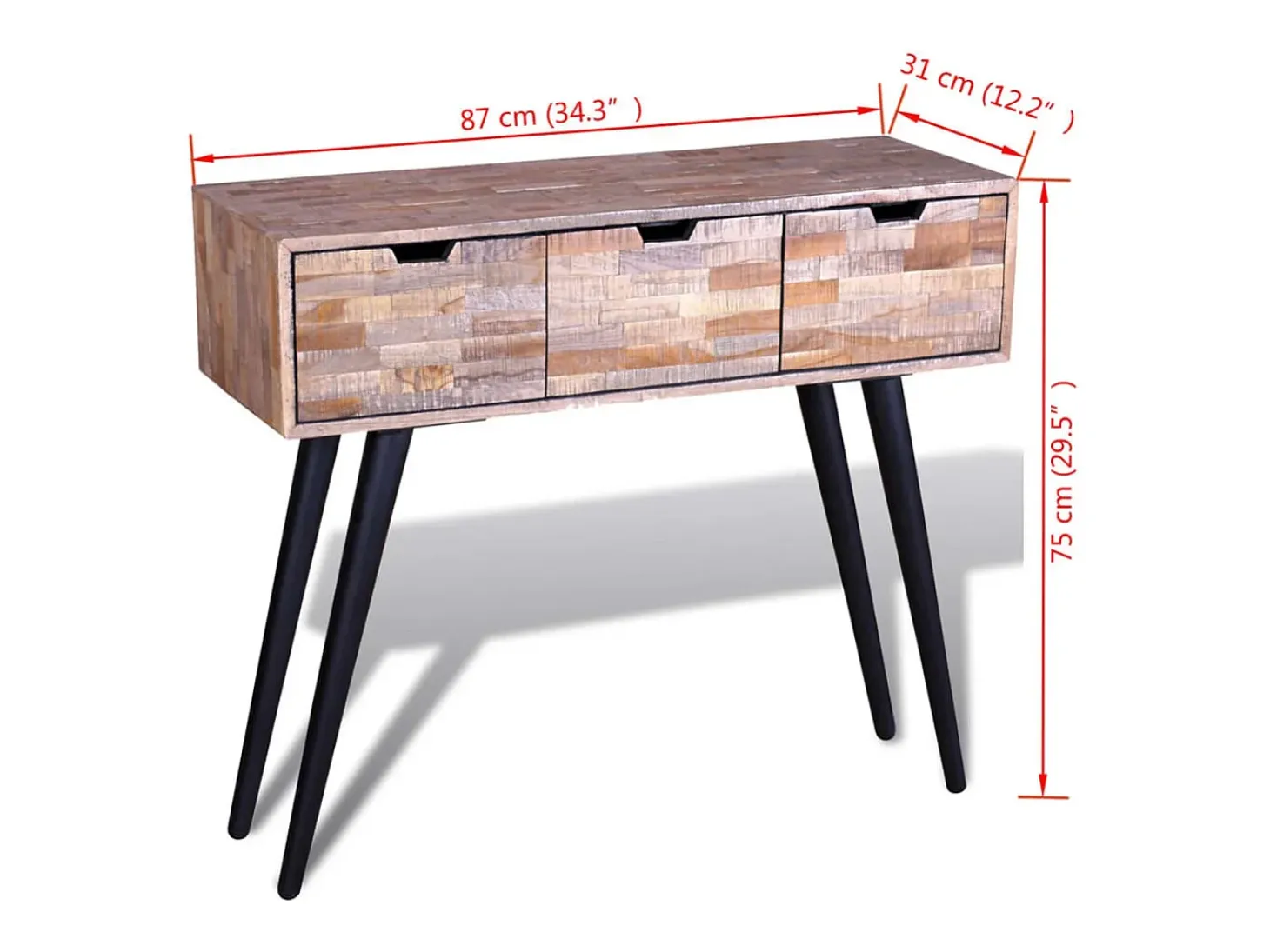 Consola con 3 cajones Madera de teca reciclada