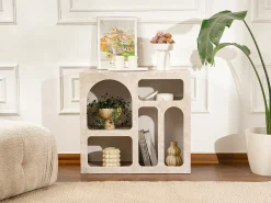Consola con 5 huecos - Efecto mármol beige - LUELA