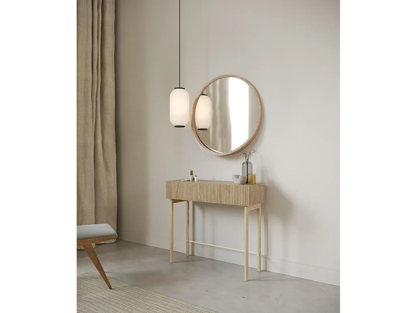 Consola con cajón - de pie - 90 cm - color roble aceitado - NOLIE