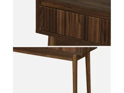Consola con efecto madera de 2 cajones, 100cm madera oscura