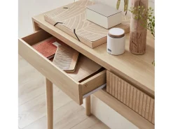 Consola con efecto madera de 2 cajones, 100cm madera