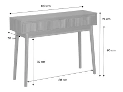 Consola con efecto madera de 2 cajones, 100cm madera