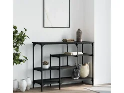 Consola con estantes negra 100x35x75 cm