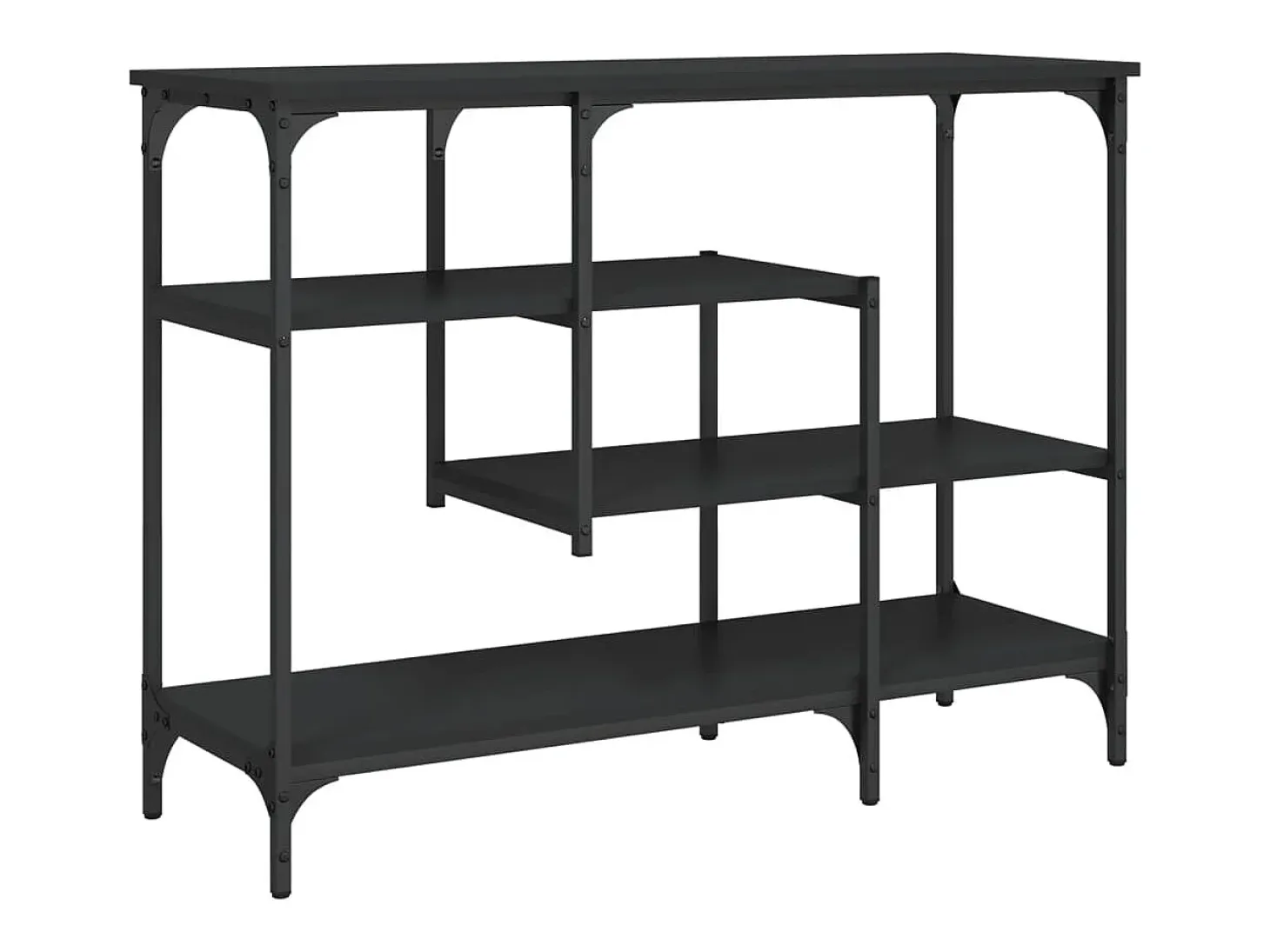 Consola con estantes negra 100x35x75 cm