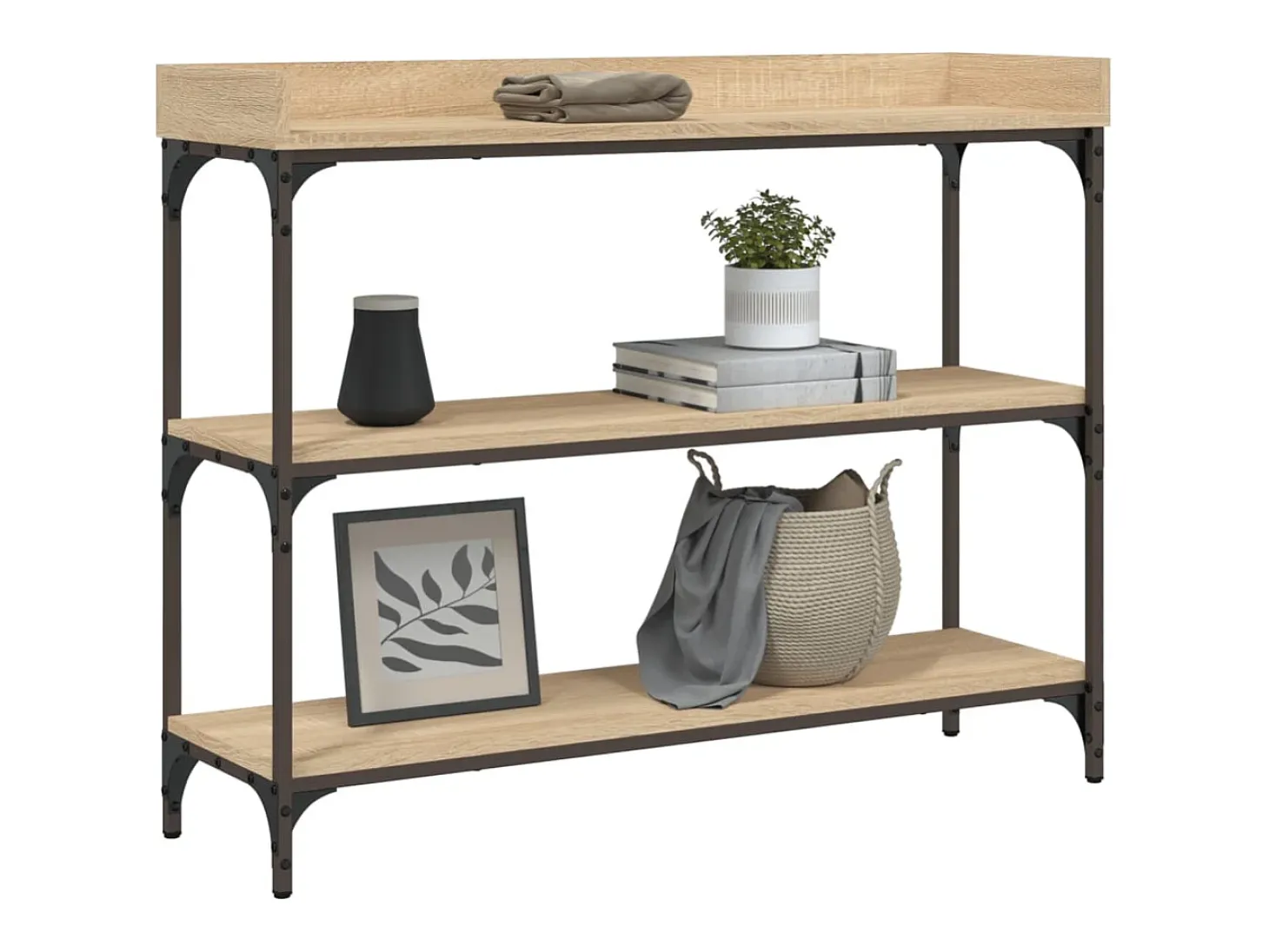 Consola con estantes roble Sonoma 100x30x80 cm