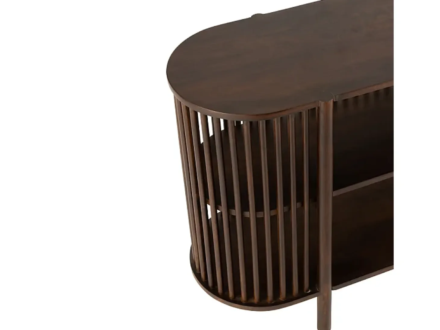 Consola de 2 pisos de madera marrón de 160x38x75 cm.